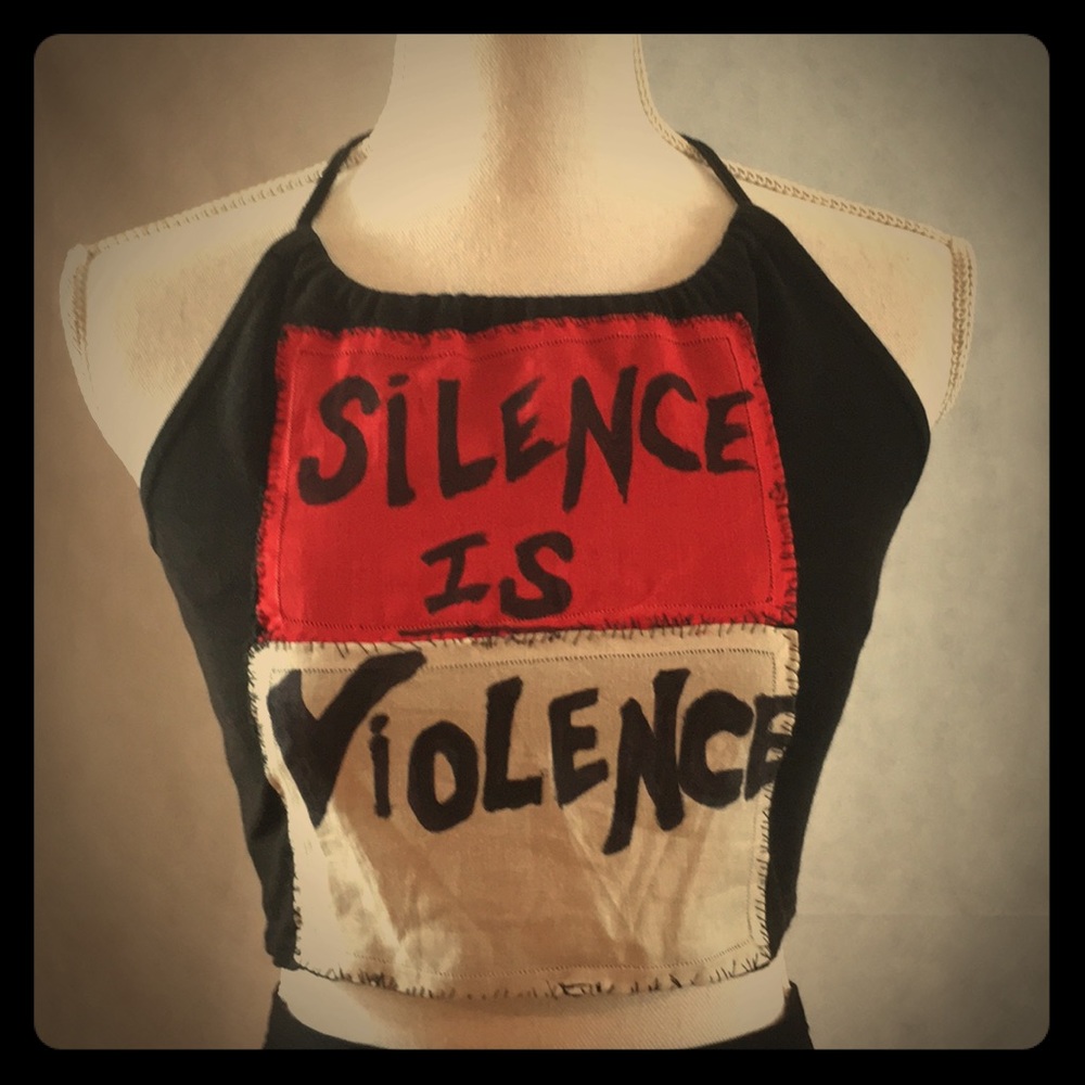 Silence is Violence black red white halter top